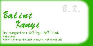 balint kanyi business card
